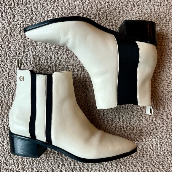 Cole Haan Valorie Bootie (45mm) Pointy Toe Chelsea Boot - Ivory Princess Leather - Picture 9 of 16